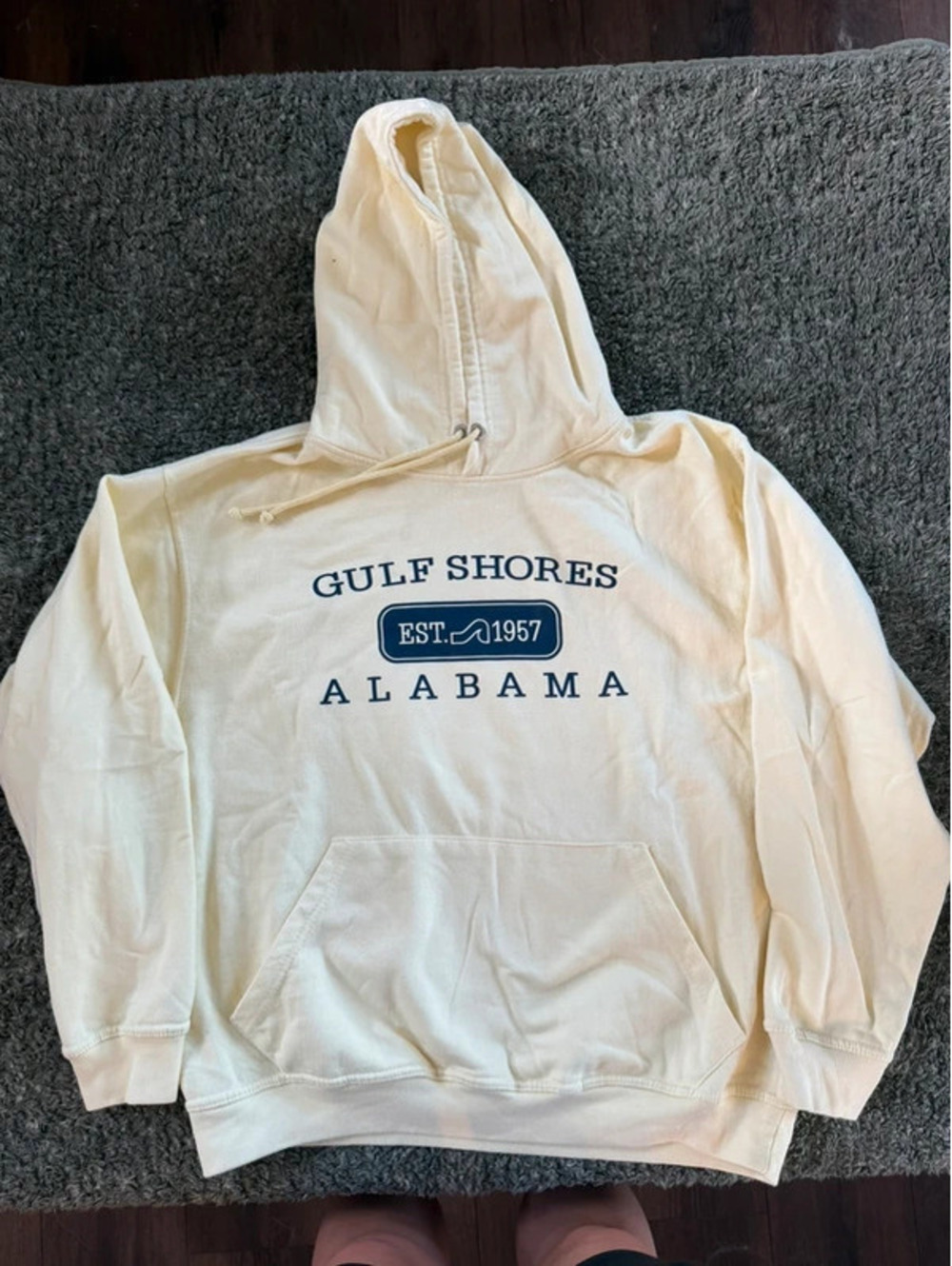 U.S. Apparel Gulf Shores Alabama Hoodie Sweatshirt Size Large Cream